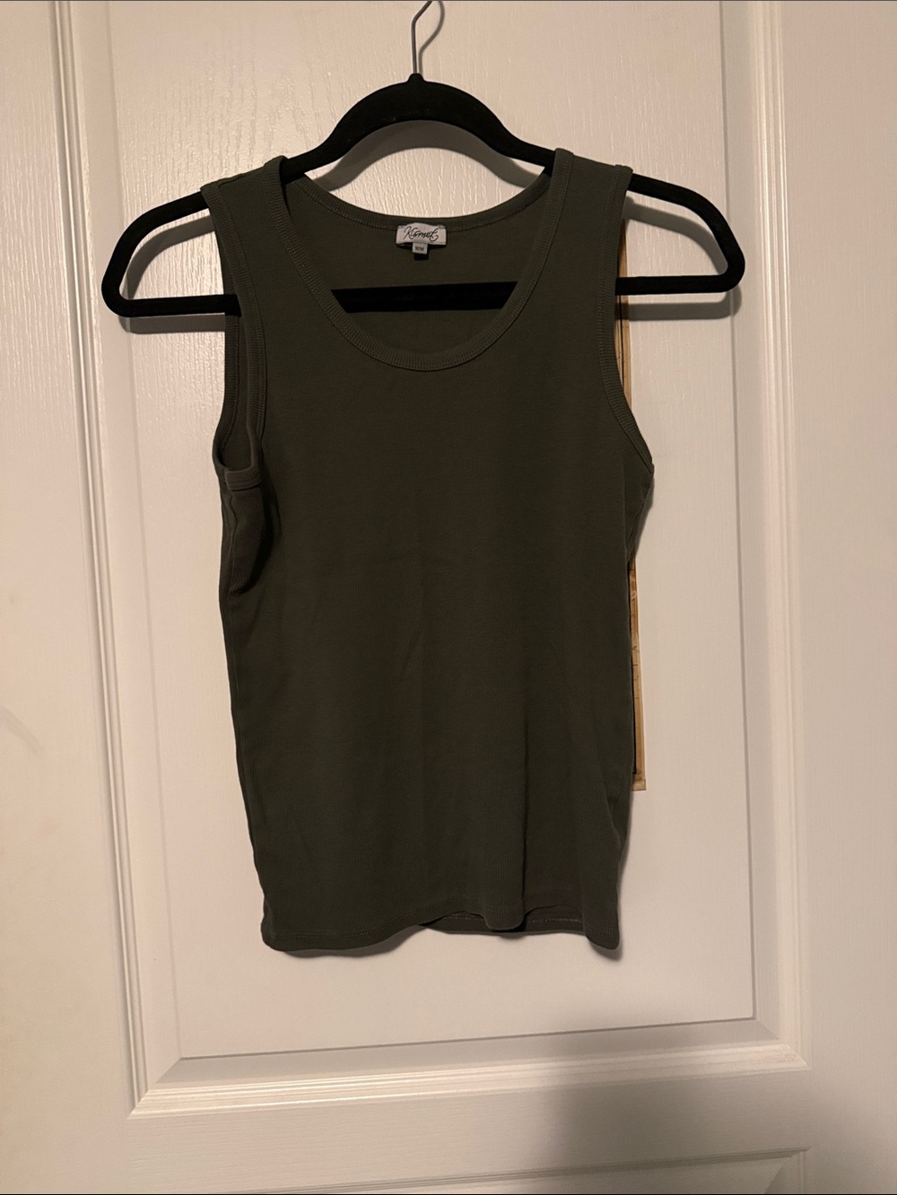 Kismet Olive Ribbed Scoop-Neck Tank